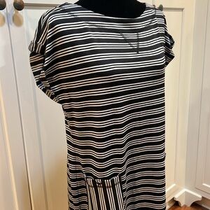 NWT Talbots Shirt Dress black White Striped Stretch Medium M‎